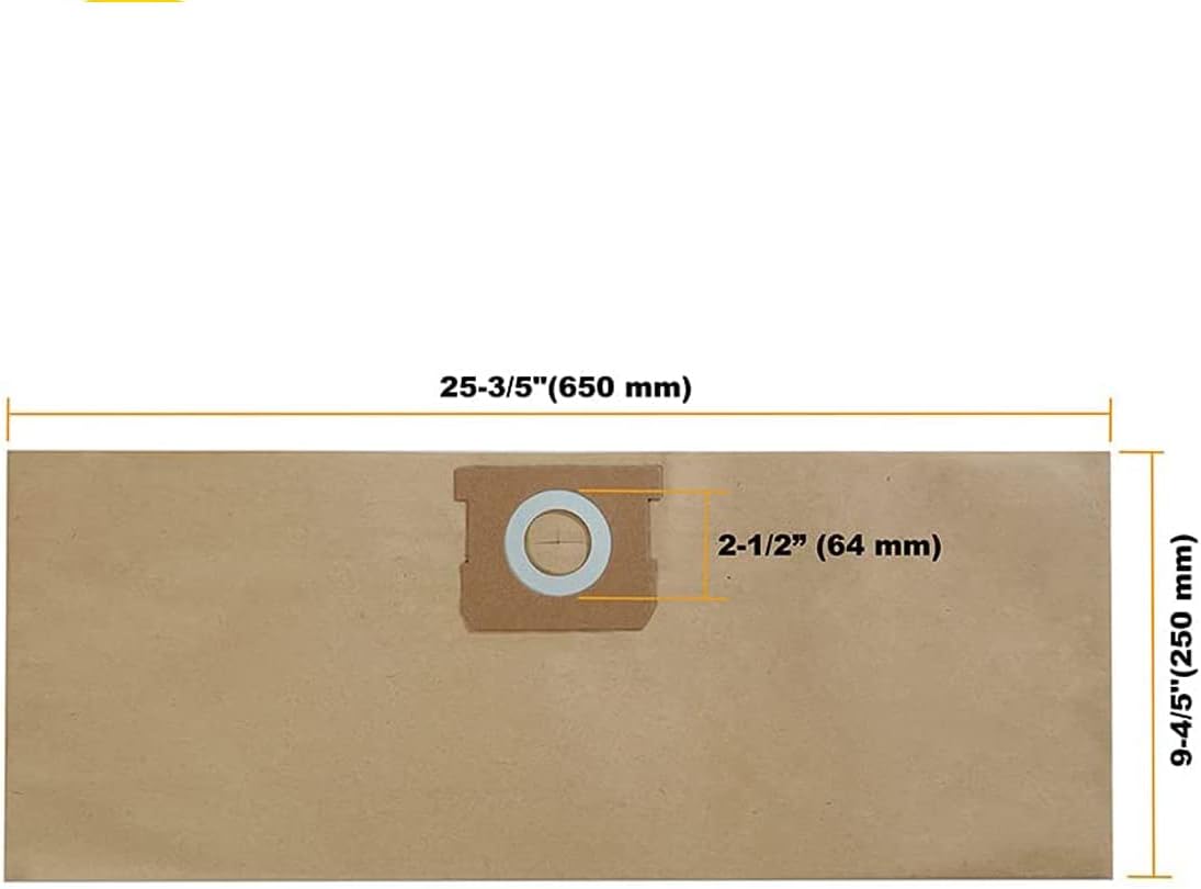 Pack 6 Vacuum Bags For Porter-Cable and Stanley 4 Gallon 5 Gal Shop Vac, Replacement Parts AT25-1238 Accessories Kit 25-1238