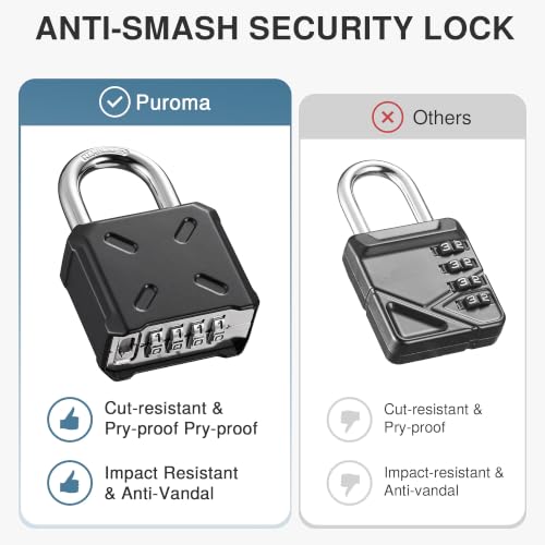 Image of Puroma Combination Lock Heavy Duty Outdoor Padlock, Security Customizable 4 Digit Code Gate Locks for Fence, Toolbox, Case, Hasp Storage,1 Pack