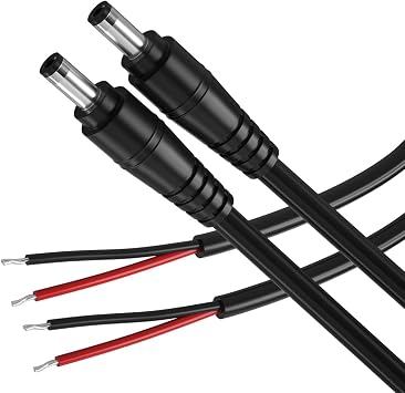 2Pack 16AWG DC Plug Connector Power Pigtails Cable,2.1mm x 5.5mm Male Plug to Bare Wire Open End,12 Volt DC Barrel Supply Adapter Repair Cord for CCTV Security Camera,12v LED Strip Light 3ft