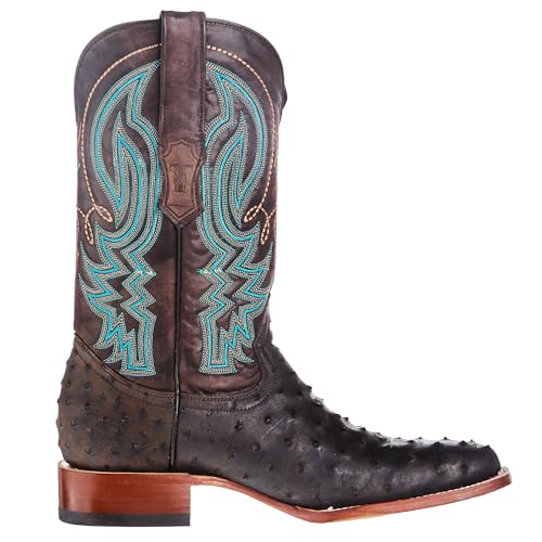 Men`s Black and Brown Ostrich Print 13In Brown Top Cowboy Boot4