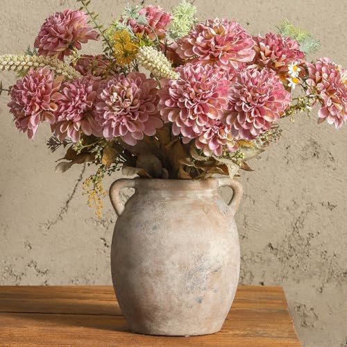 Dobbyby Ceramic Flower Vase 7.6 inch Farmhouse Rustic Vase Decora...