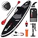Freein Sup 10'/10'6"x31"x6" Aufblasbar Stand up Paddle Board Set, Surfboard/KAJAK Kayak für Anfänger und Profis, Inkl. Alu-Paddel, Kajaksitz, Pumpe, Rucksack, Broschüre, Leine (320cm, Schwarz)