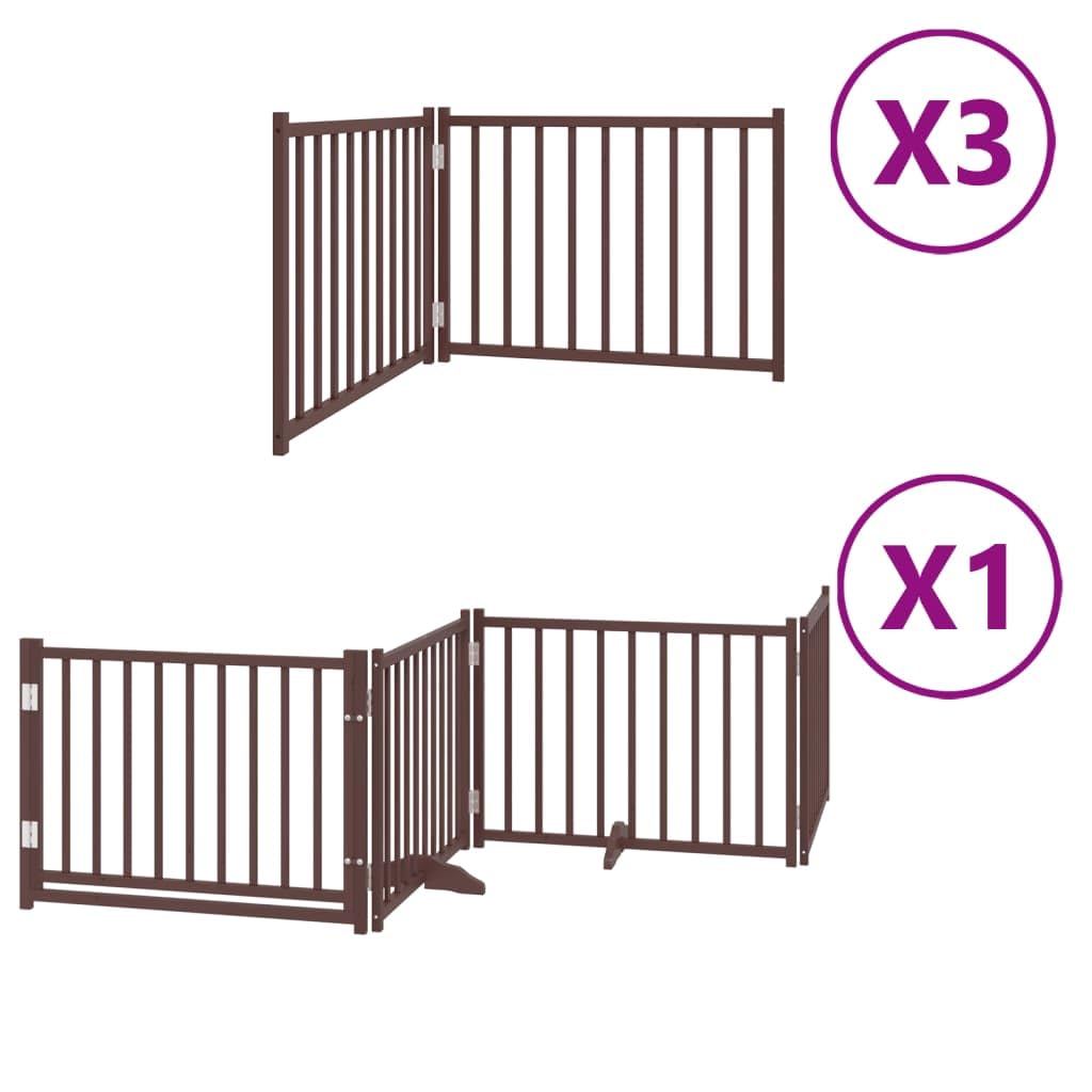 Homgoday Puerta de Perros Plegable 10 Paneles Madera álamo marrón 800 cm para Perros Plegable Valla para Mascotas Pequeña Barrera de Seguridad