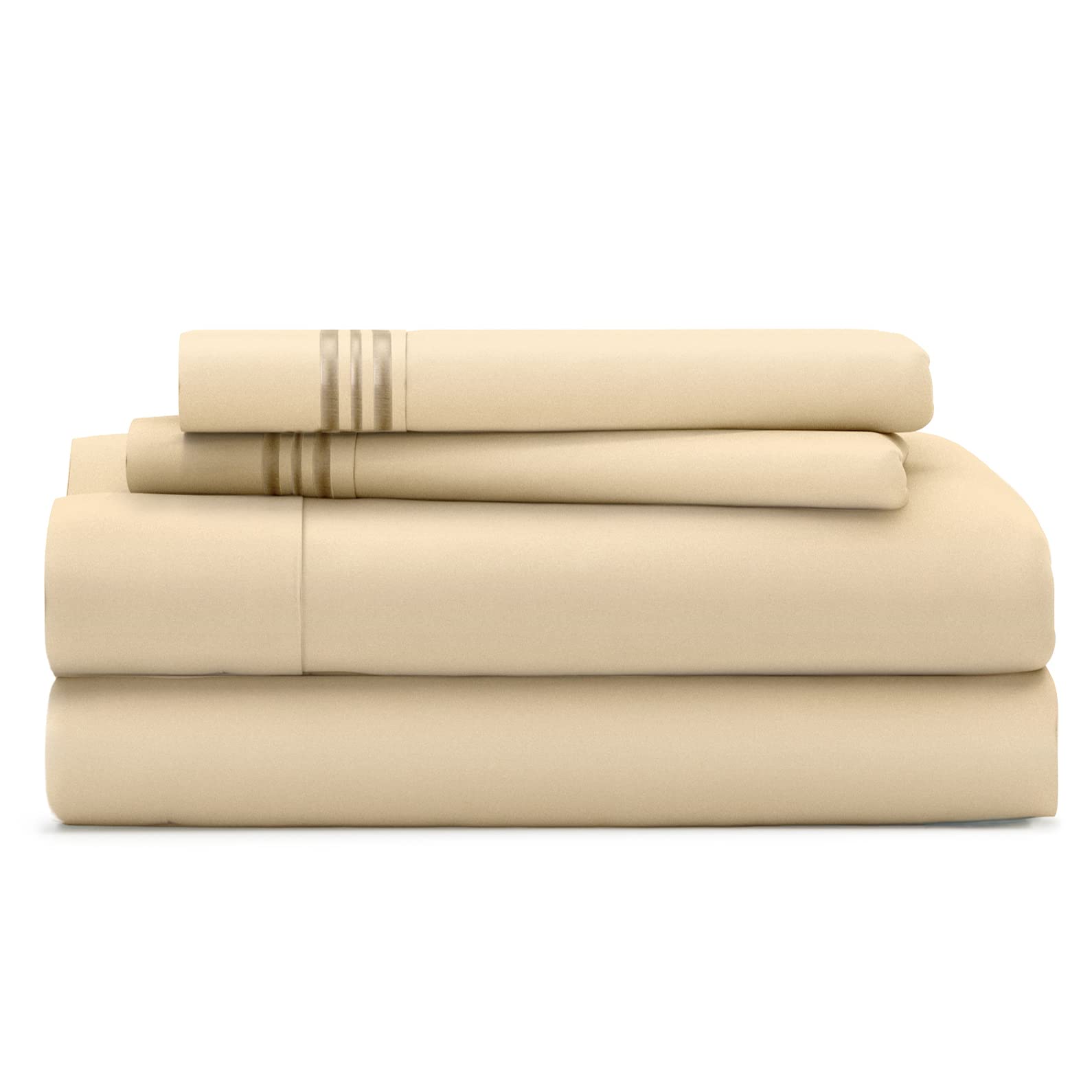 Cosy House Collection Everyday 1500 Series Bed Sheets - Bedroom Essentials - Luxury Hotel Ultra Soft Bedding - Stain & Wrinkle Resistant - Easy & Comfy Fit - 4 Piece (Full, Cream)