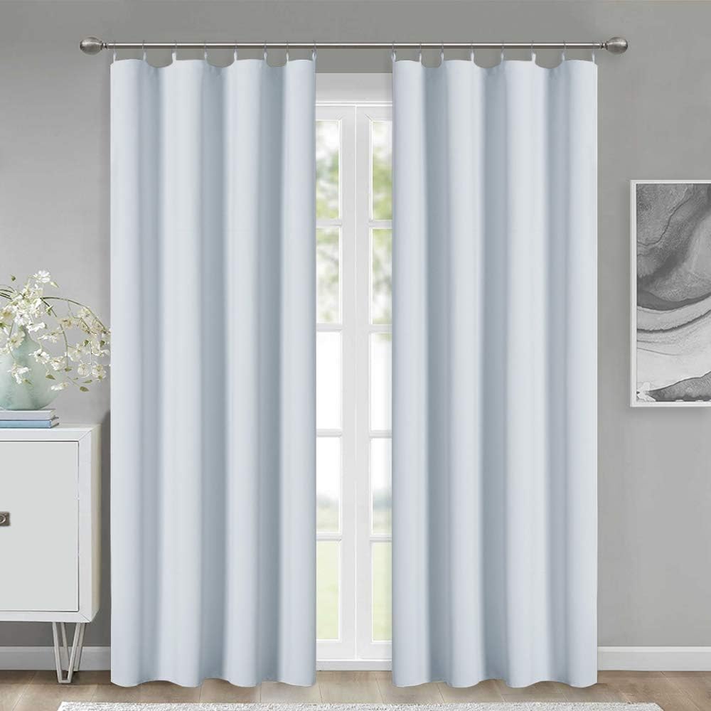 KGORGE Curtain Liners 2 Panels Energy Efficiency Blackout Thermal Insulated Darkening Liners for 95 inch Long Curtains, for Bedroom Living Room, with 16 Pieces Hooks, White, W 50 x L 92