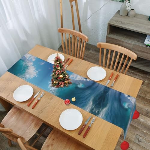Chemin de table vagues de mer avec textile premium imprimé - 8