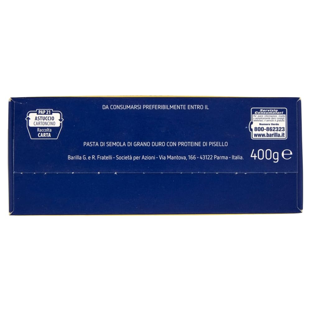 Barilla Protein+ Pasta Penne Rigate– 28×400g / mit 20 g Protein/100g, pflanzlich, bronzegeschnitten, al dente Genuss + Beni Culinari Kostenloser Schlüsselanhänger