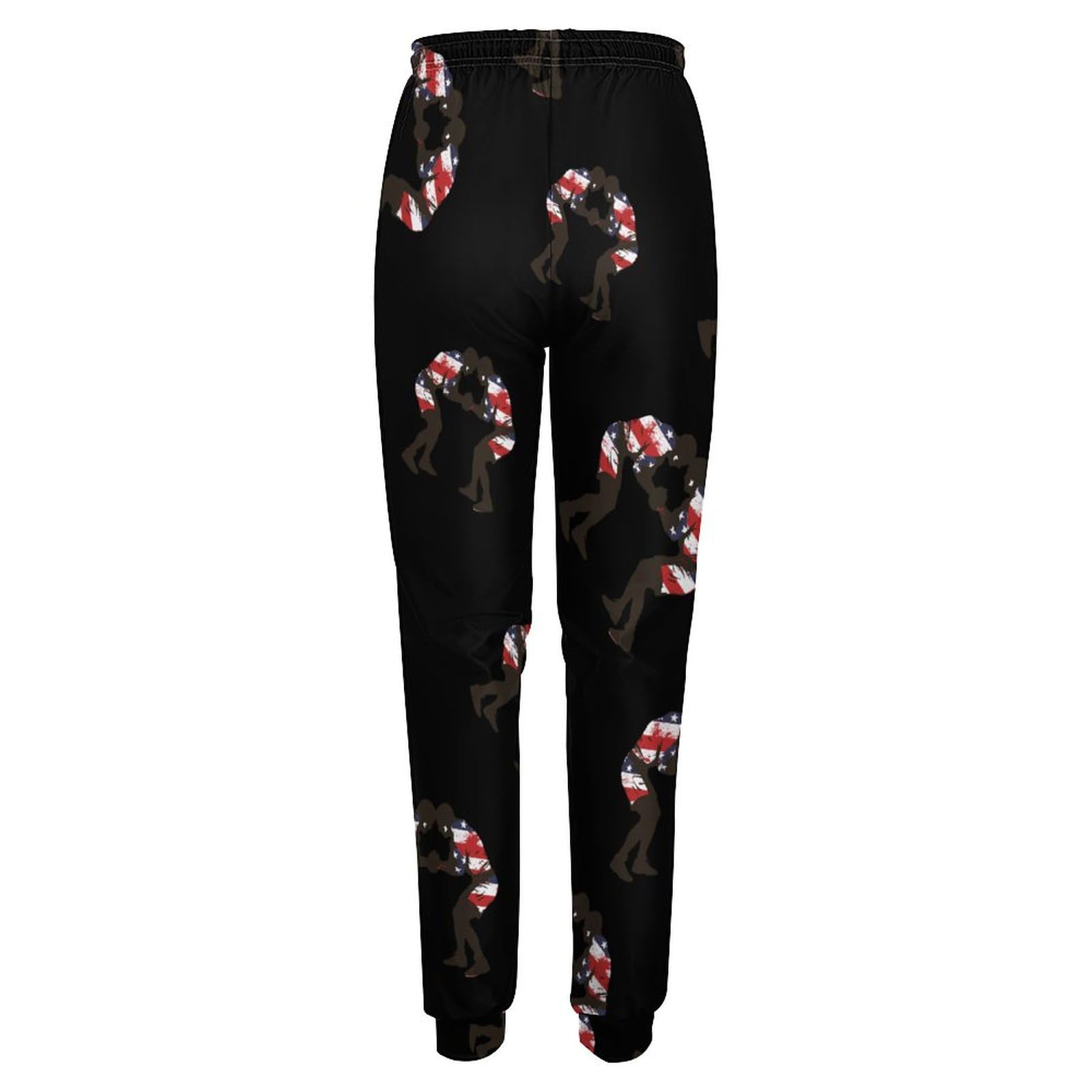 Pantaloni da Jogging con Coulisse da Donna, Pantaloni da Yoga con Tasche, Bandiera Americana, Wrestling