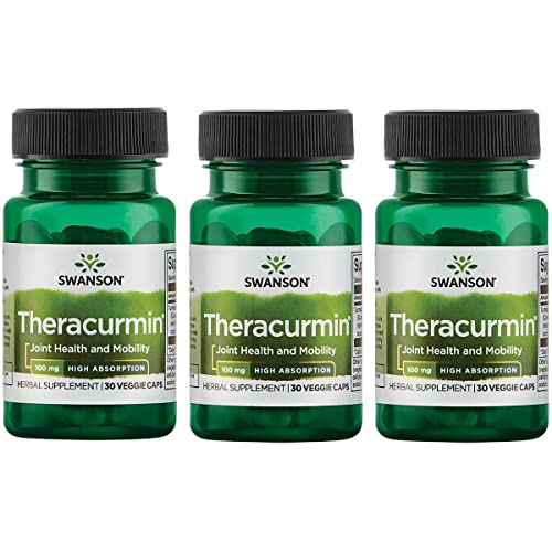Swanson Theracurmin - Herbal Supplement Supporting Joint Health & Mobility - Formulated For High Absorption - (30 Capsules, 100Mg Each) 3 Pack #TOP25