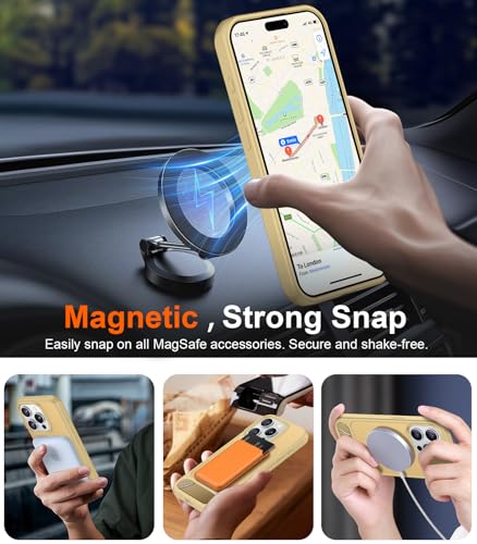 Image of Magnetic Compatible with iPhone 15 Pro Case, [Built-in Invisible Kickstand][Compatible with MagSafe] [Military Grade Shockproof] Slim Translucent Matte Phone Case for iPhone 15 Pro 6.1 inch