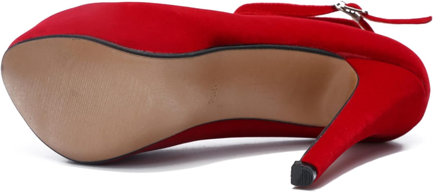 Women's Platform High Heel Pumps with Criss Cross Ankle Strap, Closed Toe, Dress Shoes - Image 7