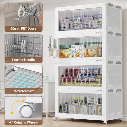 Image of BROVIEW 600Qt Stackable Storage Bins with Lid for Home Dorm, 3Pack White