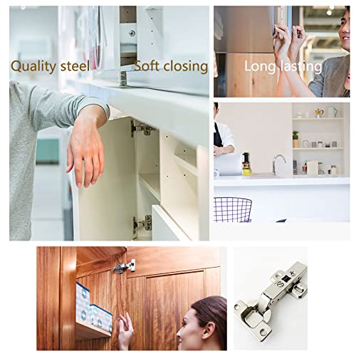 4 Pcs Inset Soft Close Kitchen Cupboard Hinges - Cabinet Hinges for Cupboard Doors & Wardrobe Doors (35mm) - Image 2