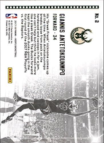 2017-18 Hoops Lights Camera Action #2 Giannis Antetokounmpo NBA Basketball Trading Card Milwaukee Bucks image 2