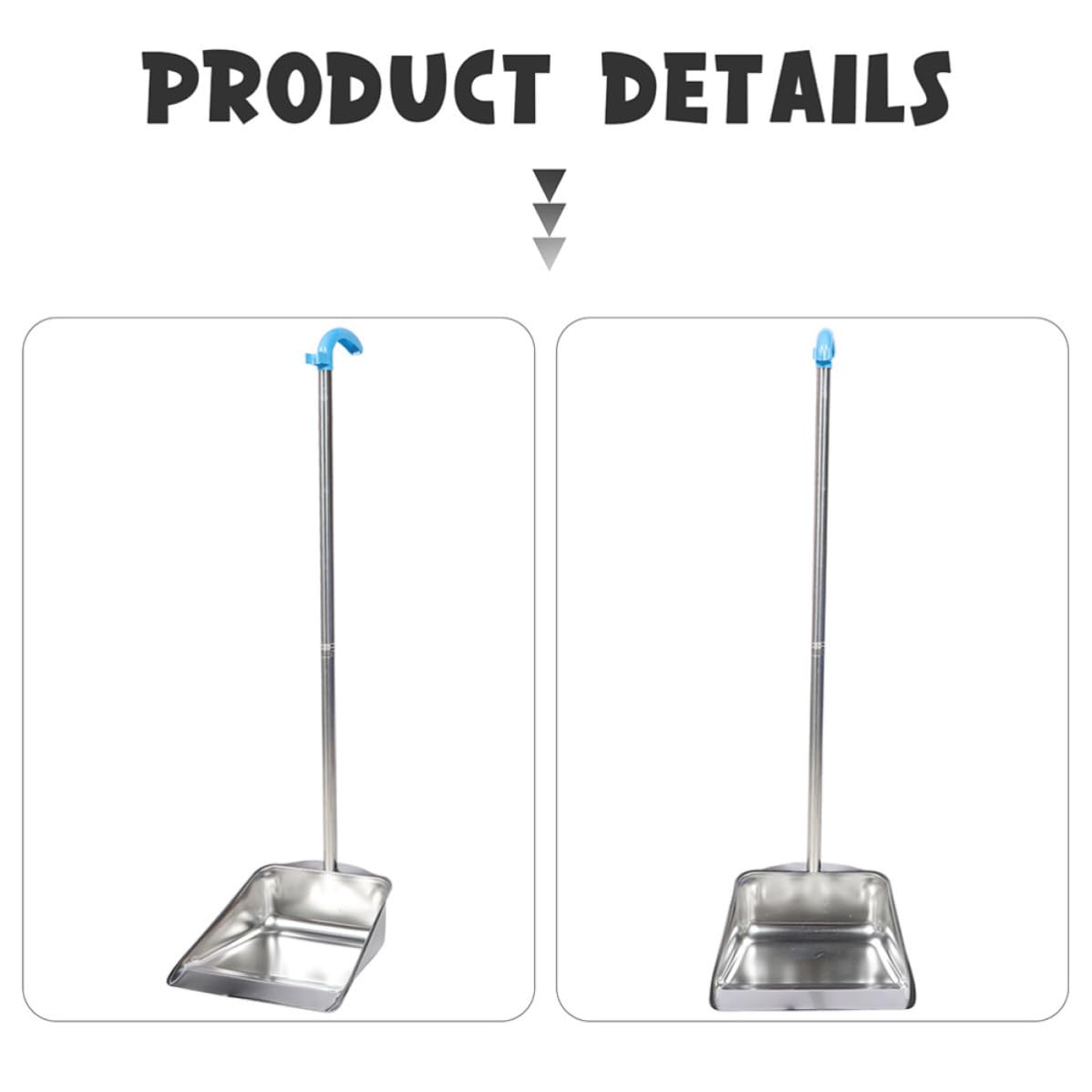 TOYANDONA Pelle à Poussière Verticale en Acier Inoxydable Argenté Résistant à L'usure Design Élégant et Finition Miroir pour Nettoyage Domestique Simple et Pratique