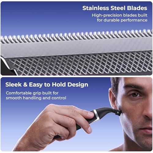 Image of Zebronics Shaver S Lite Beard Trimmer, Corded & Cordless Use, Upto 90min Runtime, Stainless Steel Blades, 4 Guide Combs, IPX5 Washable, Type-C Fast Charging, LED Indicator, Skin Friendly (Black)