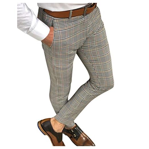 Onsoyours Pantalons de Sport Casual Jogging Été À Carreaux Slim Grande Taille avec Poches Ceinture Élastique Mode Casual Jogger Pant A Gris X-Small