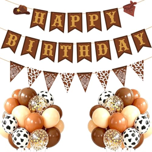 Image of Western Birthday Decorations, Cowboy Banner & Balloon Kit