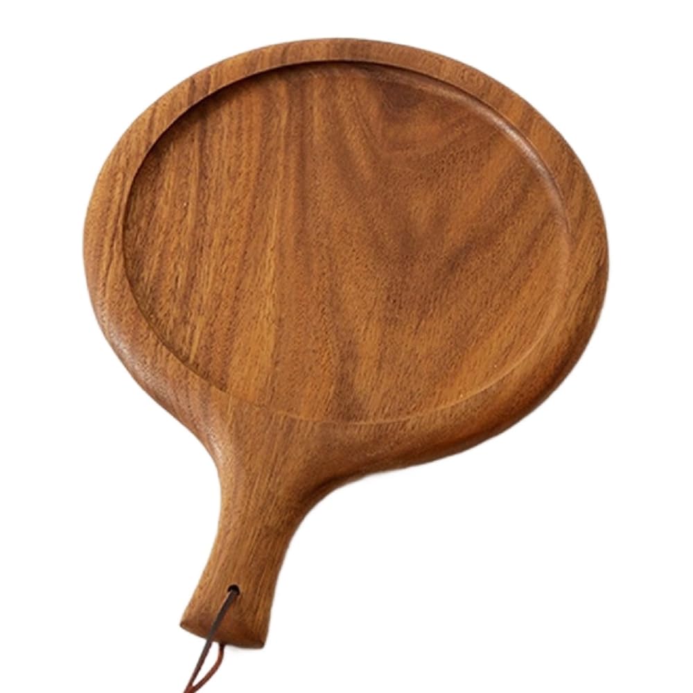 Bafnsiji Premium Solid Wood Steak & Pizza Serving Board with Handle - 2cm-Thick Walnut Wooden Tray for Meat, Bread, Charcuterie, and Party Platters,40x30cm