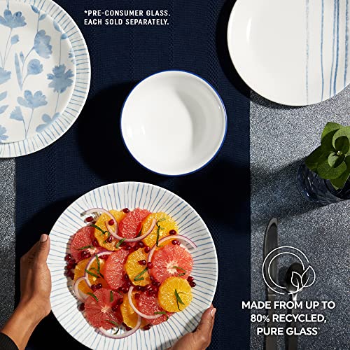 Corelle 6-Piece 10.25" Dinner Round Plates, Vitrelle Triple Layer Glass, Lightweight Round Plates, Large Round Plates, Chip And Scratch Resistant, Microwave And Dishwasher Safe, Botanical Stripes #TOP5