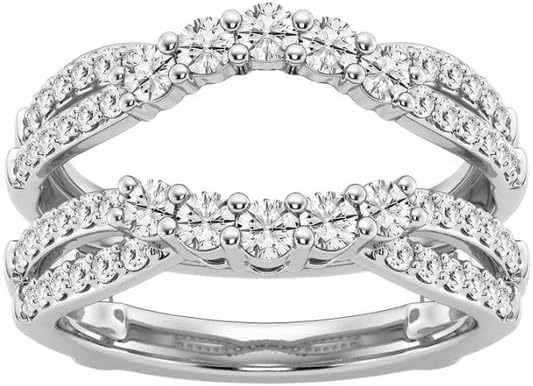 Customize Jewel 1 1/2 Ct.tw Round Cut Moissanite Crossover Ring Enhancer In Silver Sterling 925 14k Gold Plating,DEF-VVS/VS