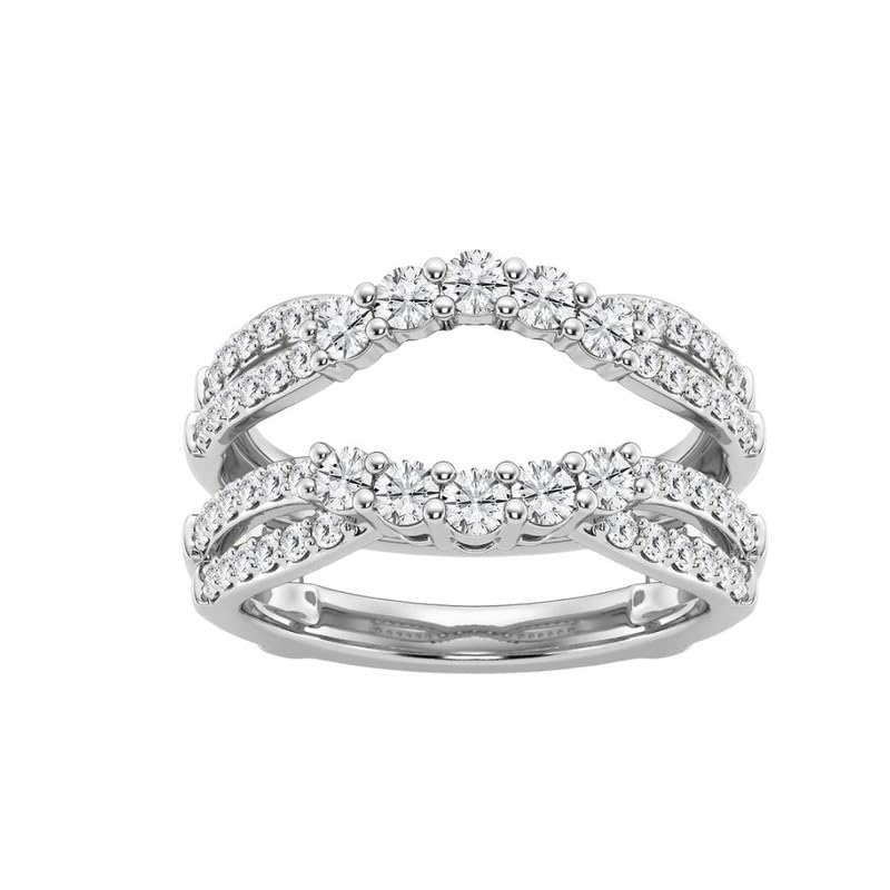 Customize Jewel 1 1/2 Ct.tw Round Cut Moissanite Crossover Ring Enhancer In Silver Sterling 925 14k Gold Plating,DEF-VVS/VS