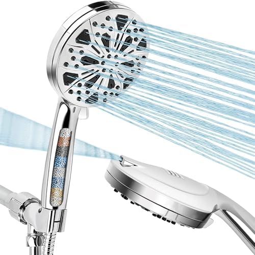 Shower Head with Handheld Filtered Shower Head with Pause and Jet 𝟏𝟎 Modes, 7 Inch Removable