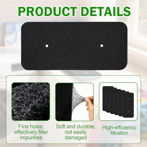 6 filtros para secadora Hoover Candy 40006731 filtro de esponja para secadora de bomba de calor y secador de condensación - imagen 3