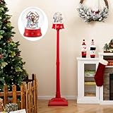 GOPLUS Lampadaire Noël 153 cm avec Lumières LED, Décoration Noel Exterieur Carrousel Rotatif avec 8 Chansons, Scène Festive, Lanterne Boule à Neige Noel, Interieur Exterieur (Grande Roue)