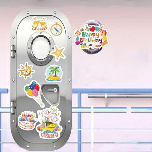 Image of 17 Pcs Large Birthday Funny Carnival Cruise Door Magnetic Decorations, Reusable Navigation Cruise Door Magnets Funny Door Magnets for Carnival Cruise Ship Cabin Fridge Car Computer