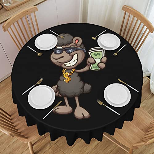 Pooedso Black Cartoon Sheep Tablecloths 60In Round Lace Waterproof Family Table Cover Tablecloth Kitchen Outdoor Party Decoration Tablecloths #TOP23
