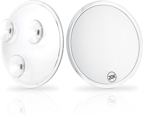 Espejo de aumento de maquillaje, tres ventosas, ventosa de espejo de aumento, 6.4 pulgadas (transparente), espejo de maquillaje portátil con aumento
