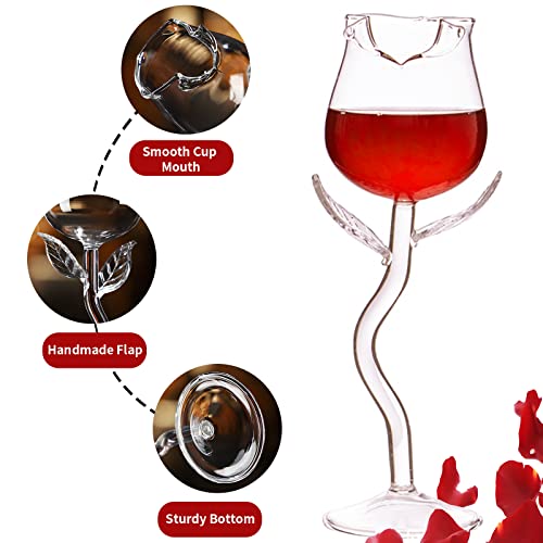 Useekril [Gift Set Rose Cocktail Glass Wine Goblet Glasses Flower Drinkware Set Of 2, Crystal Red Wine Glass Classy Champagne Flutes, Ideal Gifts For Birthday, Housewarming, Wedding Celebrations #TOP3