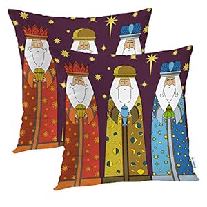 Batmerry Halloween Thanksgiving Decorative Pillow Covers 18×18 inch Set of 2, Three Wise Men Christmas Christ Artwork Cute Throw Pillows Covers Sofa Cushion Cover Pillowcase Home Gift