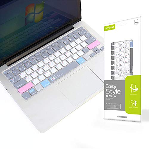 VFENG Premium Shortcuts with MAC OS Keyboard Cover for 2010-2017 MacBook Air 13 Inch (Model:A1466/A1369) and MacBook Pro 13 15 17 Inch (with or w/Out Retina Display, 2015 or Older Version), US Version