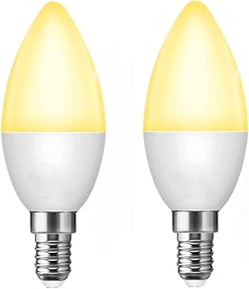 2 Pack Super Bright E14 7W Led Candle Light Bulbs Romantic Warm White (Yellow) 3000K, Energy Saving Light Bulbs, Non-Dimmable, 2 Year Warranty.