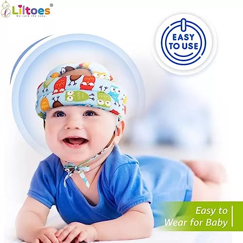 Image of Liltoes Baby Head Protector For Safety Of Kids 6M To 3 Years|Baby Safety Helmet With Proper Air Ventilation & Corner Guard Protection (Owl Print Colour)|Multicolor|1 Count