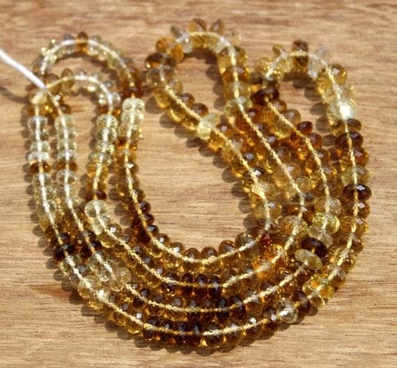 Quartz bière perles rondelles facettées 7-10mm naturelles pour création de bijoux