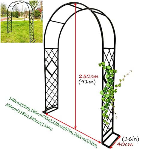 Garden Trellises Arch,Large Metal Pergola Arbor Garden Arch Trellis for Climbing Plants White Wedding Ceremony Arch Adjustable Width 140 340cm Outdoor Patio Decor Rust Resistant Steel Constr - Image 7
