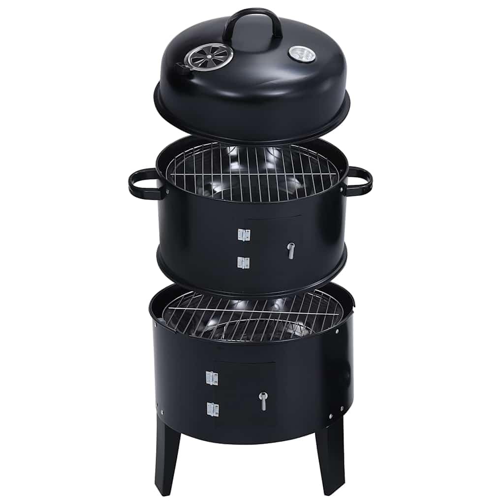 Barbacoa Ahumador de Carbón 3 en 1 40x80 cm | Asar, Cocinar y Ahumar, Termostato, Agua Incluida, Desmontable para Camping