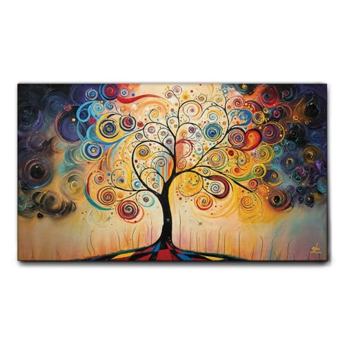 Giallobus - Quadro - 09 - Albero della vita con vortici - Tela Canvas Telaio Standard - 100x60 - Pronto da appendere - Quadri moderni per la casa