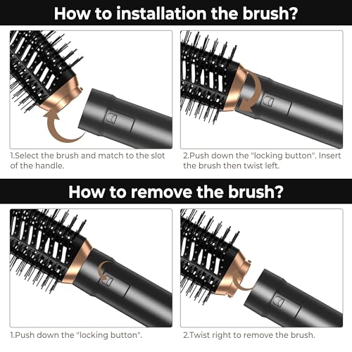 1000W Hot Air Styler 6 in 1 Hair Styler Hot Air Brush Set, Ionic Hair Styler with Hair Dryer, Round Brush Hair Dryer, Hair Dryer Brush, Hot Straightening Brush, Air Styler Thermal Brush Hair Dryer Set - Image 6