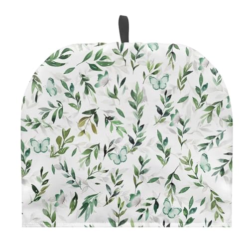Image of Tea Pots Cozy Extra Thick Wadding Tea Pot Cozies Kettle Dust Proof Cover Insulating Warming Teapot Dust Cover for Home Kitchen Indoor Table Decoration, Green Butterfly Leaf