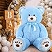 MorisMos Giant Blue Teddy Bear Plush, 36in Large Stuffed Animal for Baby Shower, Life Size Bear for Kids, Girls, Girlfriend on Birthday, Valentine's
