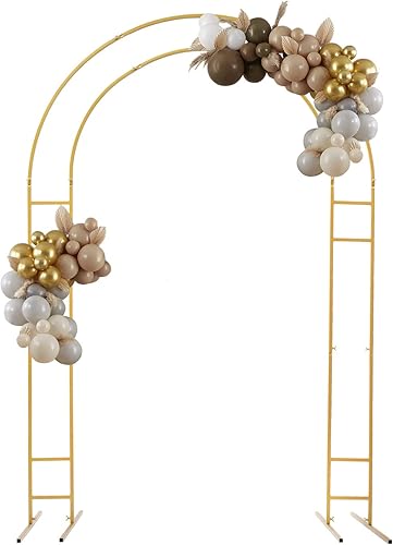 Soporte de fondo de arco de boda de metal de 7.2 pies, soporte de arco de globos, soporte de telón de fondo de arco dorado para ceremonia de boda,