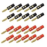 Kontakte: vergoldet ARLI 20x Bananenstecker 4 mm vergoldet 10x Rot + 10x Schwarz Lautsprecherstecker Boxenkabel Lautsprecher Boxen Stecker Bananen Banana Kabel Audio schraubbar bis 4mm