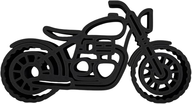 Muscle Cruiser Motorcycle Line Art Sculpture, Matte Black