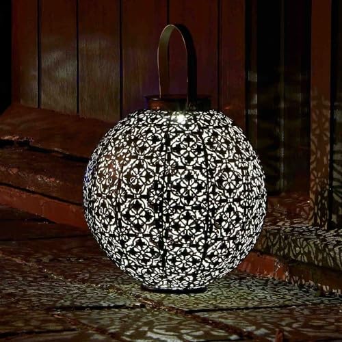 Garden Mile® Large Damask Solar LED Silhouette Lantern Lights Solar Lights Patio Table Lights Garden Lighting Landscaping Lights (Large Damask)