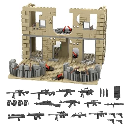 UpGLeuch Kit de construction de diorama de scène militaire de la Seconde Guerre mondiale avec ensemble d'armes et base