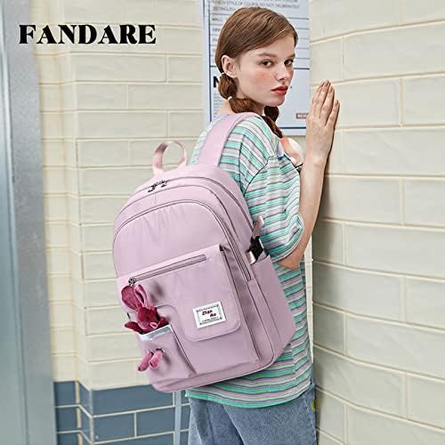 FANDARE Rugzak Schoolrugzak Schooltas Daypacks Meisjes Jongens Schooltassen voor 15,6 inch Laptop Universiteit Reizen Vrije Tijd Werk Dagrugzak Waterdicht Polyester, Kaki, Large